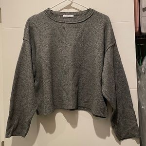 ZARA Raw Edge Cropped Bubble Puff Long Sleeves Shirt top sweater oversized S SM